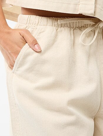 Shorts de ganga com cintura elástica