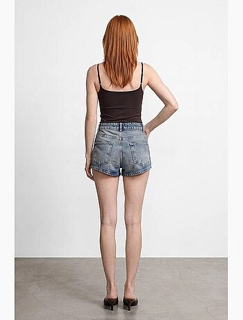 Shorts de ganga de algodão de cintura alta dilvin