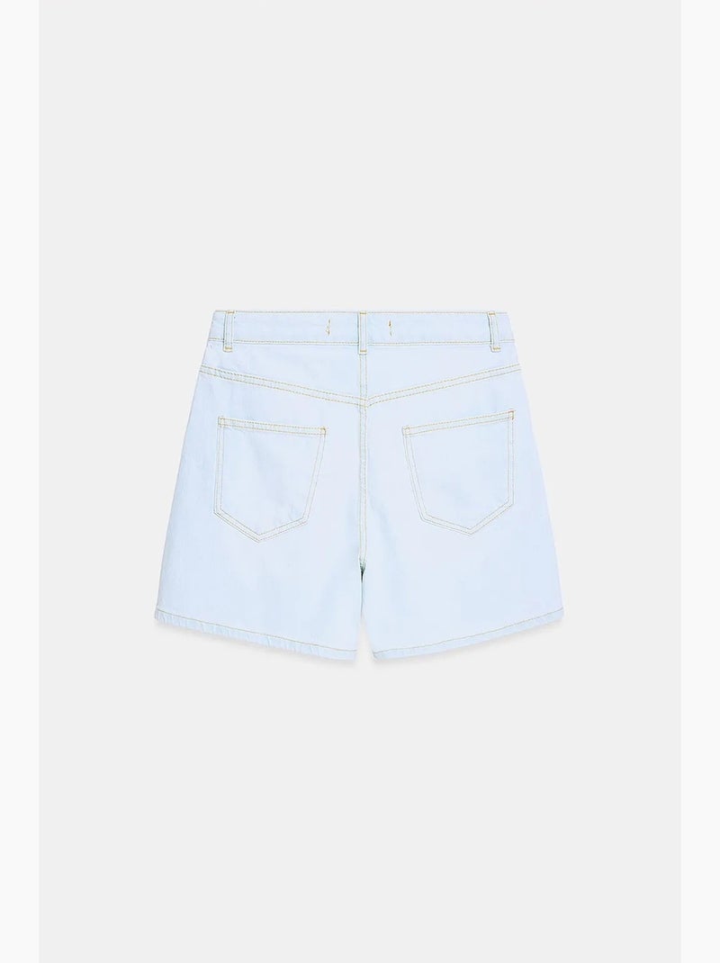 Shorts de ganga de cintura alta e perna larga dilvin Azul claro - Kiabi
