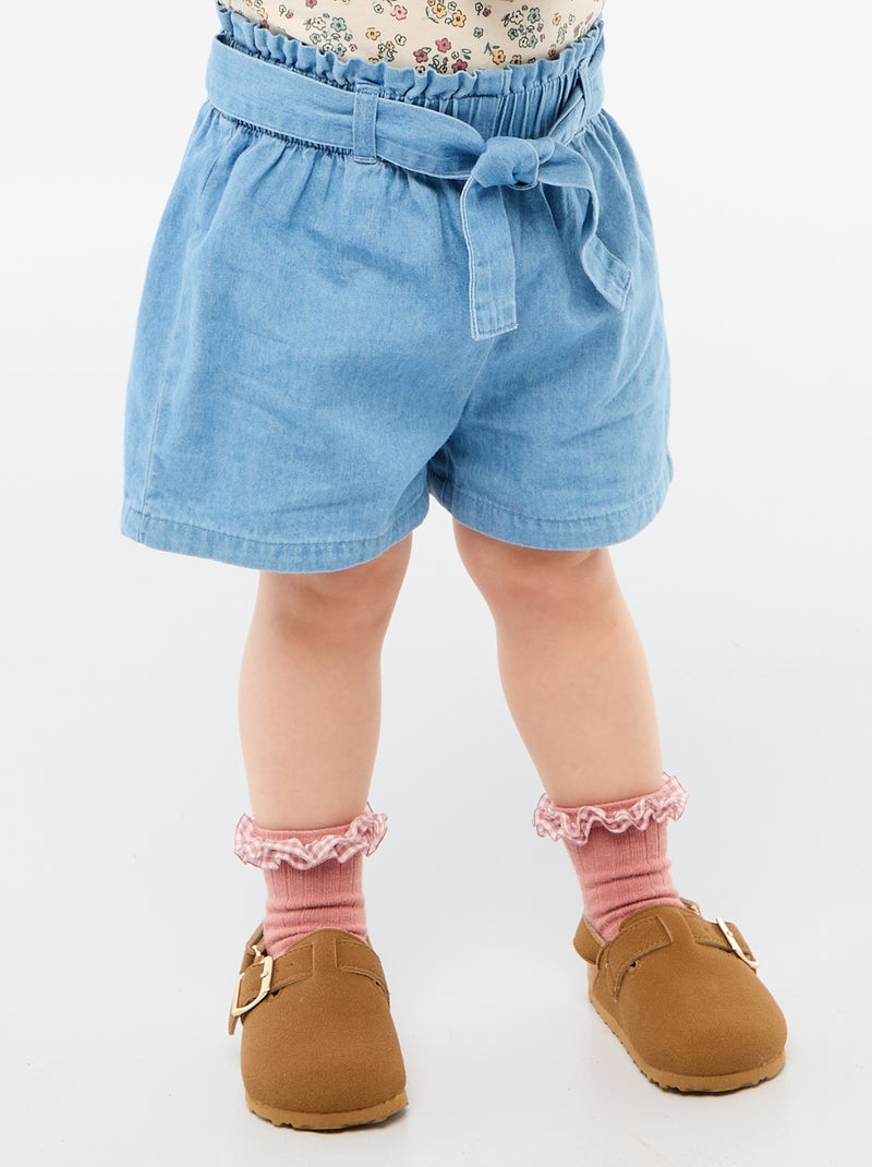 Shorts de ganga leve com cinto removível Azul - Kiabi