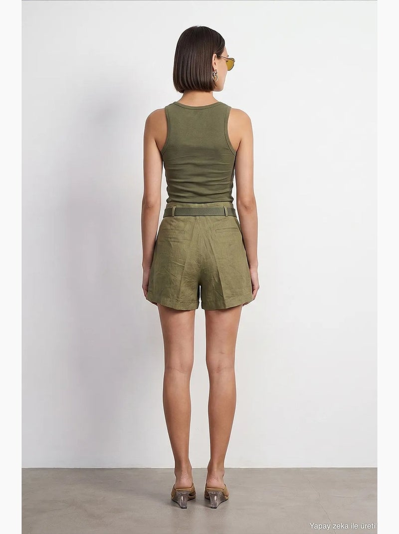 Shorts de linho dilvin Cáqui - Kiabi