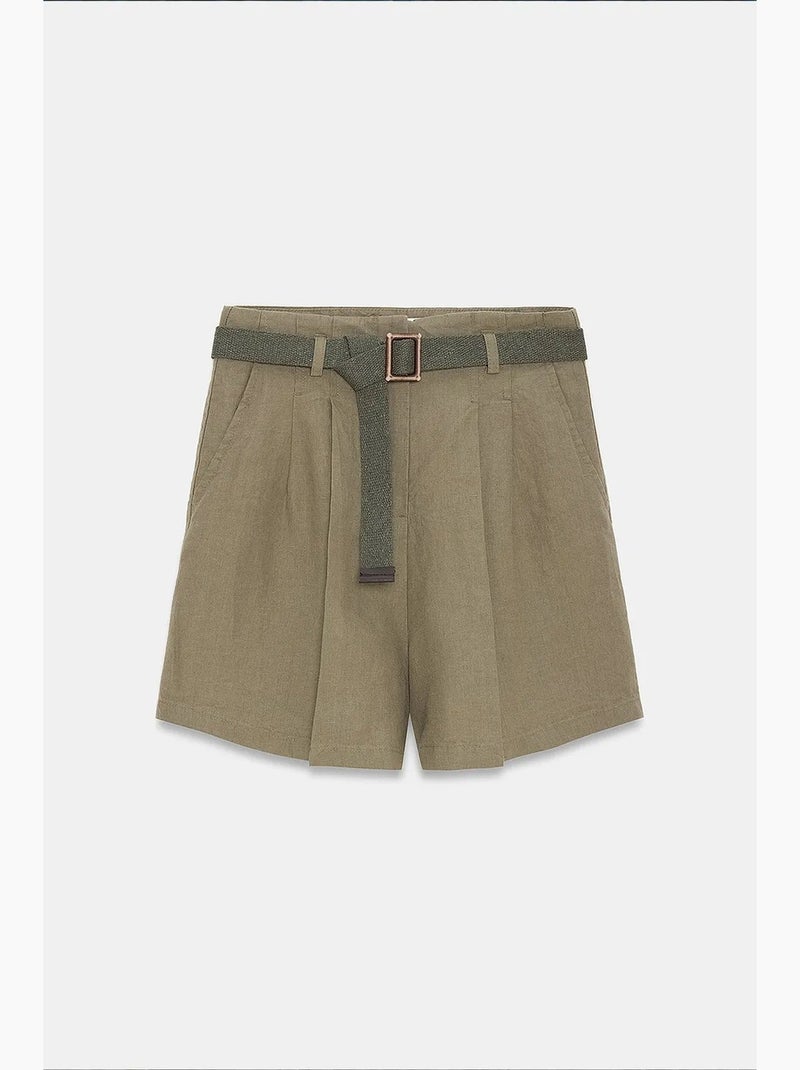 Shorts de linho dilvin Cáqui - Kiabi