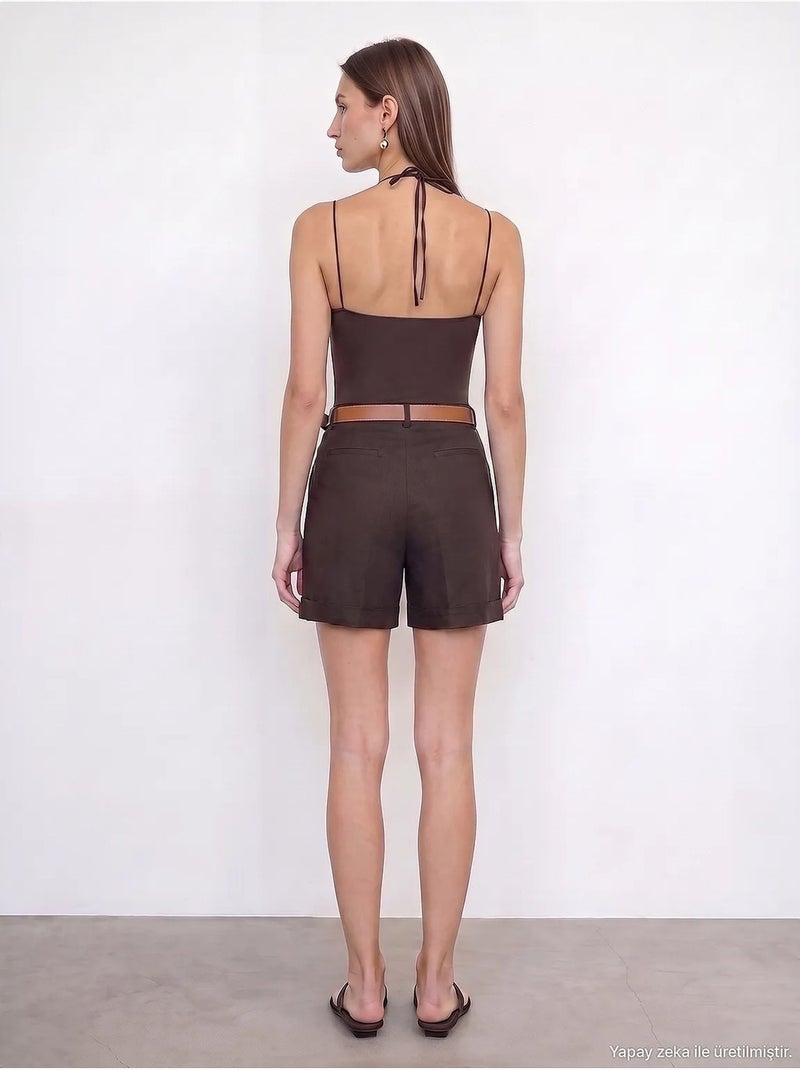 Shorts de linho dilvin Castanho-chocolate - Kiabi