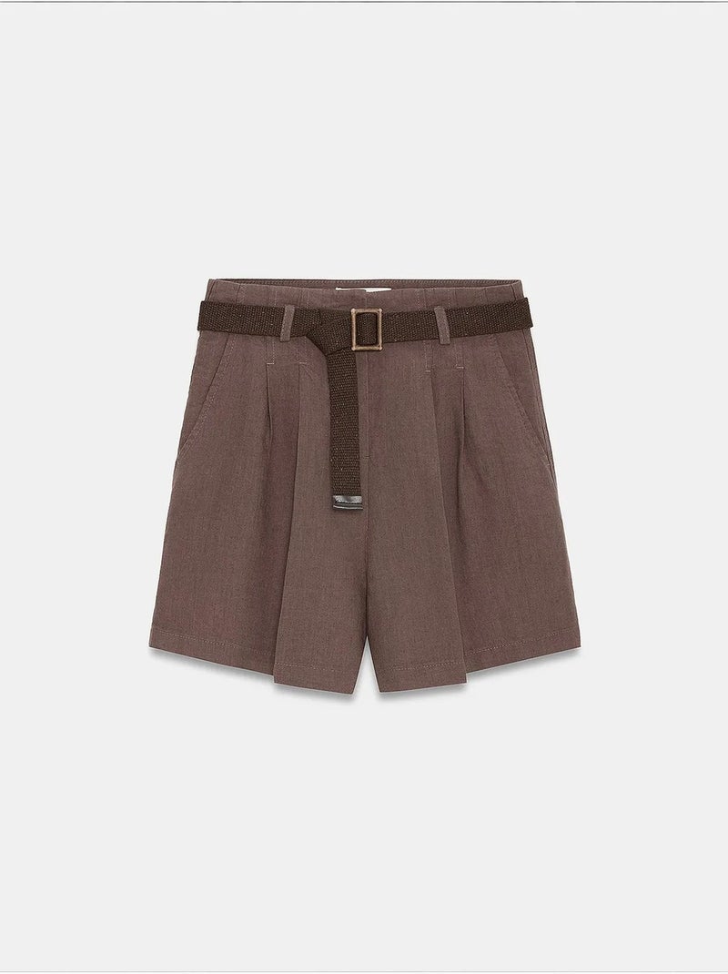 Shorts de linho dilvin Castanho - Kiabi