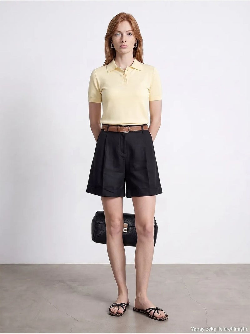 Shorts de linho dilvin Preto - Kiabi