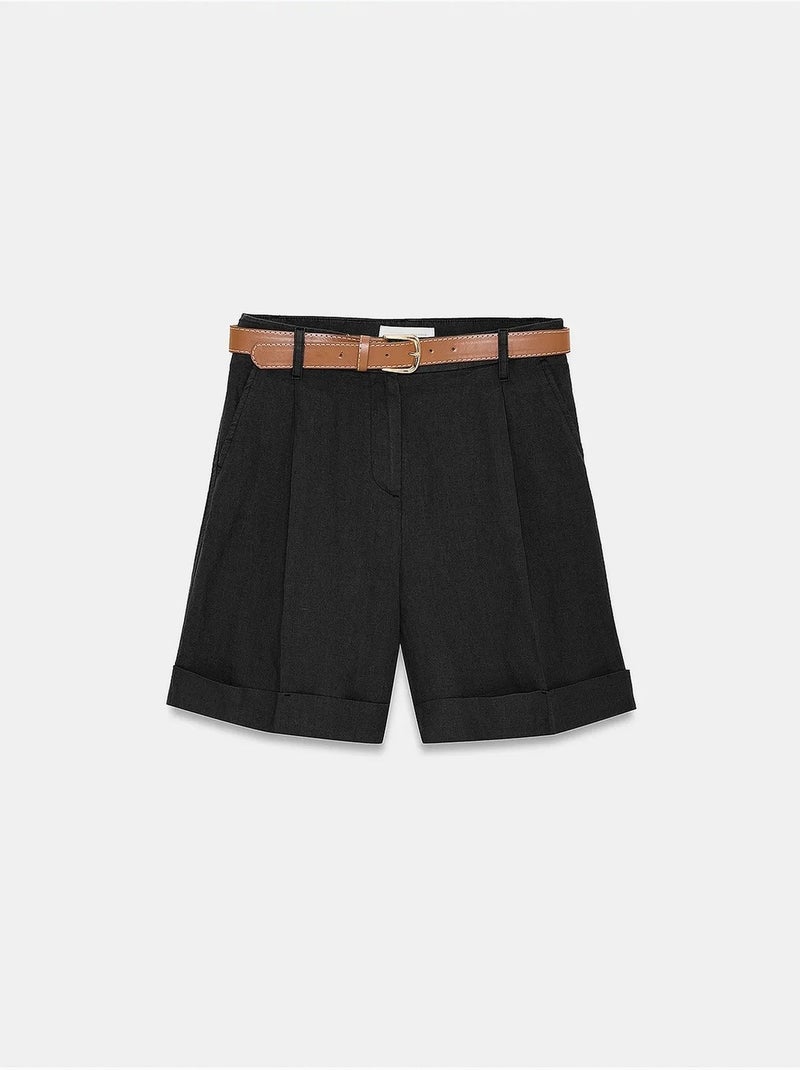Shorts de linho dilvin Preto - Kiabi