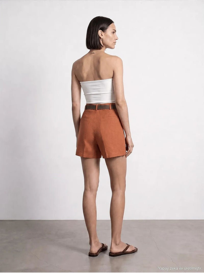 Shorts de linho dilvin Terracota - Kiabi