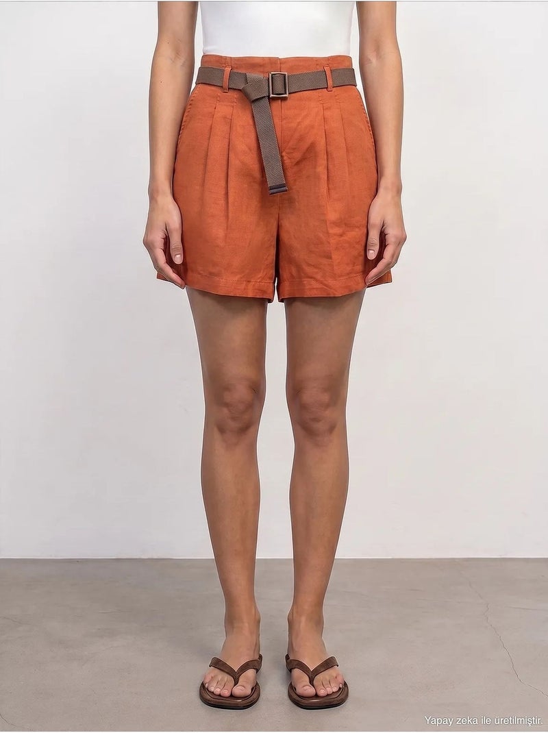 Shorts de linho dilvin Terracota - Kiabi