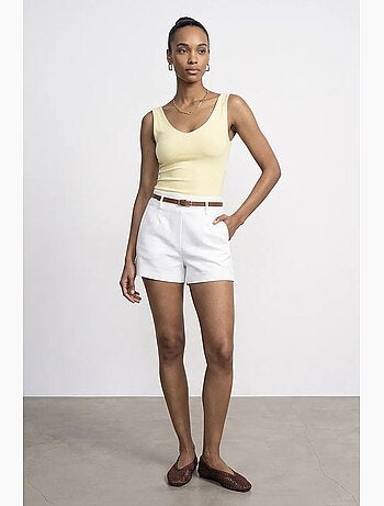 Shorts de malha alfaiatados de cintura alta com cinto dilvin