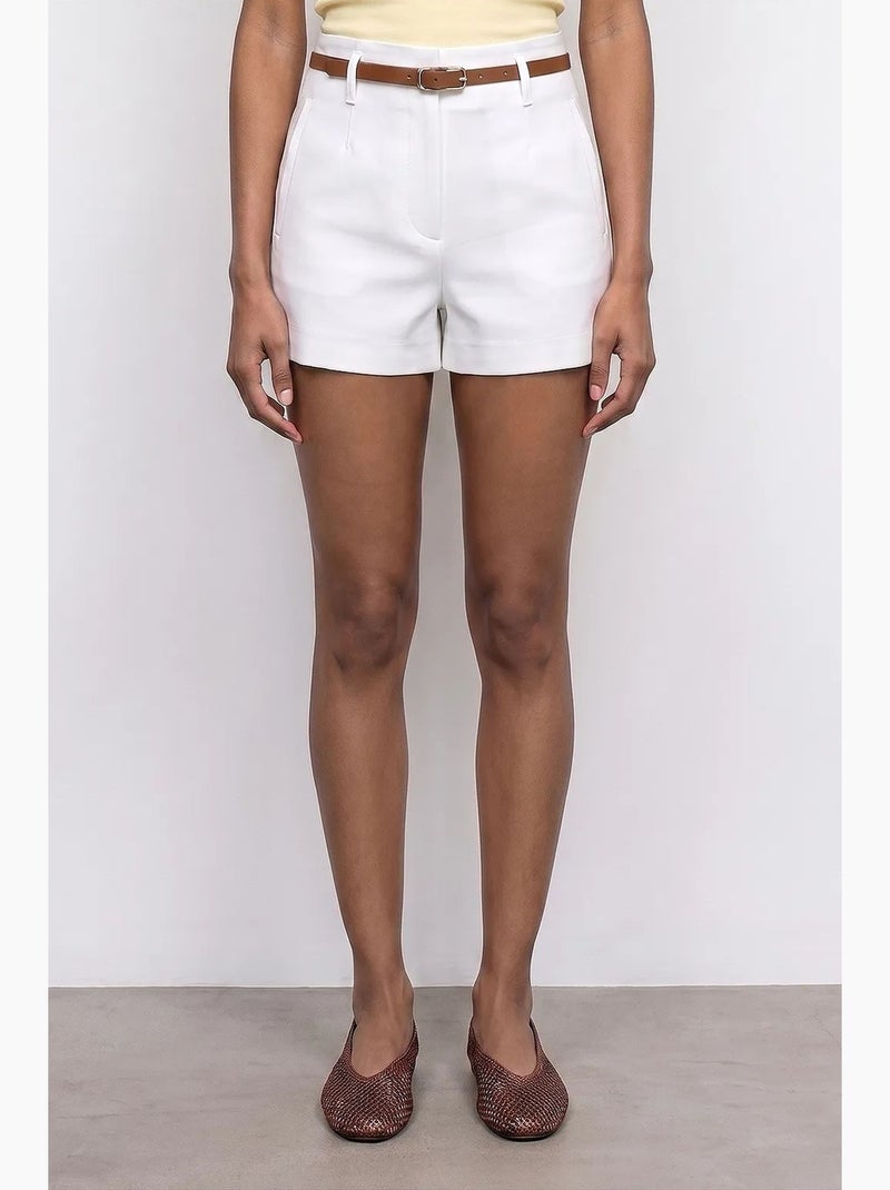 Shorts de malha alfaiatados de cintura alta com cinto dilvin Branco - Kiabi