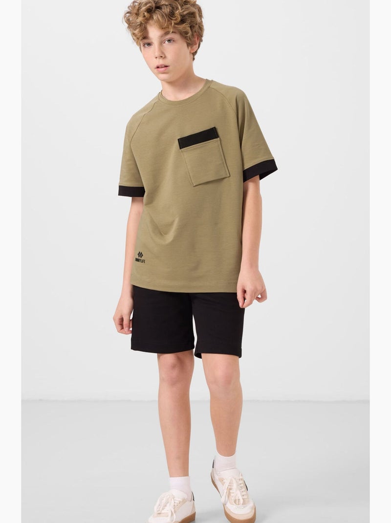Shorts de mistura de algodão tommy Preto Verde - Kiabi