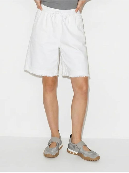 Shorts de perna larga e cintura alta em mistura de algodão lucci - Kiabi Shorts de perna larga e cintura alta em mistura de algodão lucci - Kiabi