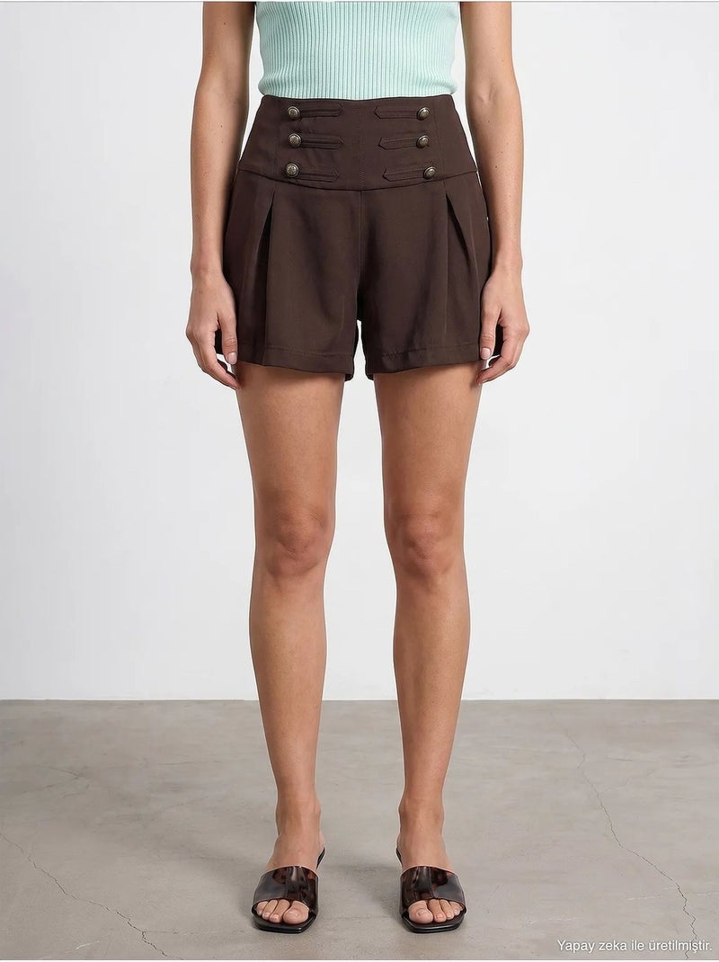 Shorts de tencel femininos dilvin Castanho - Kiabi