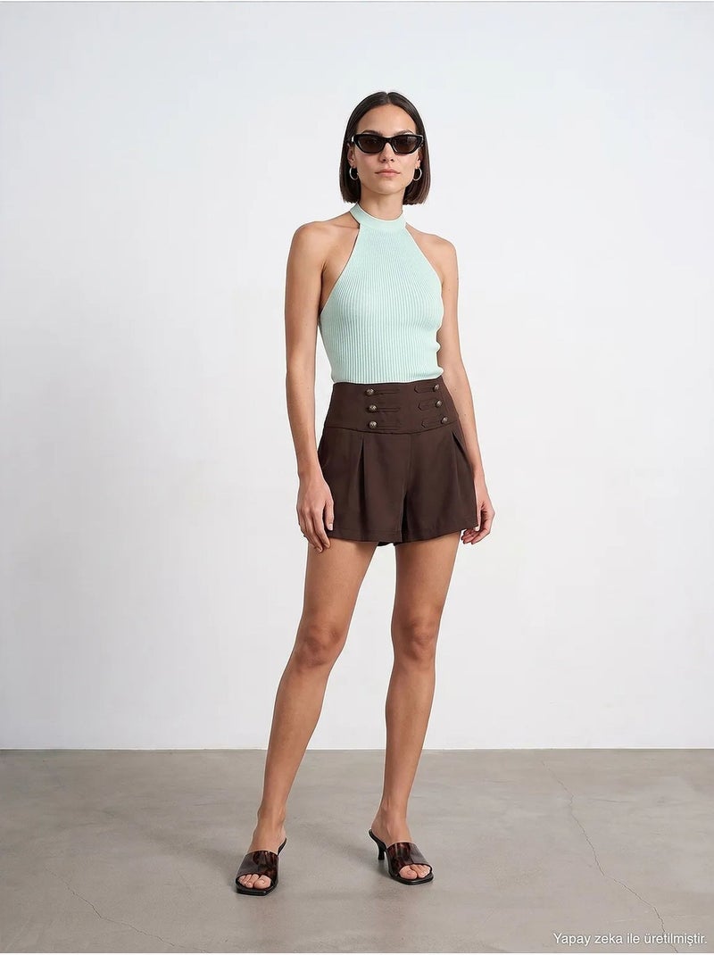 Shorts de tencel femininos dilvin Castanho - Kiabi