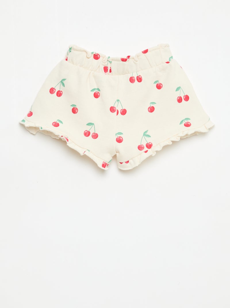 Shorts em moletom leve com folho Branco - Kiabi