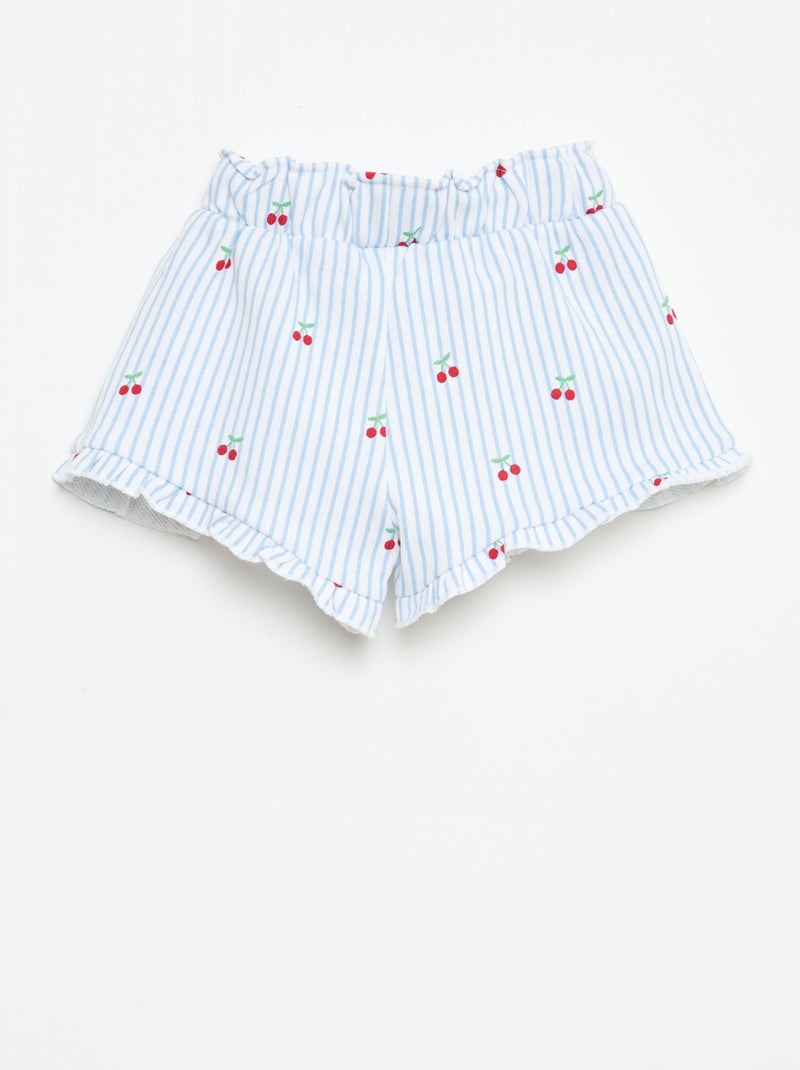 Shorts em moletom leve com folho Branco - Kiabi
