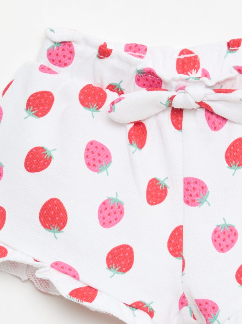 Shorts em moletom leve com folho Branco - Kiabi