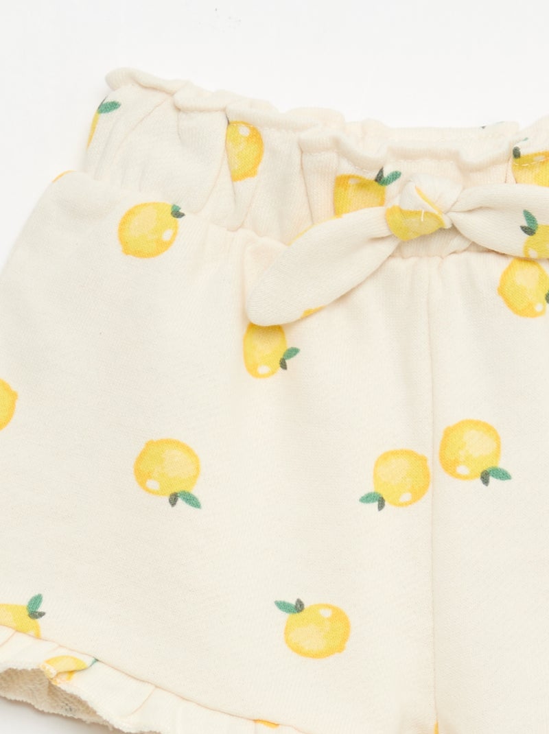 Shorts em moletom leve com folho Branco - Kiabi