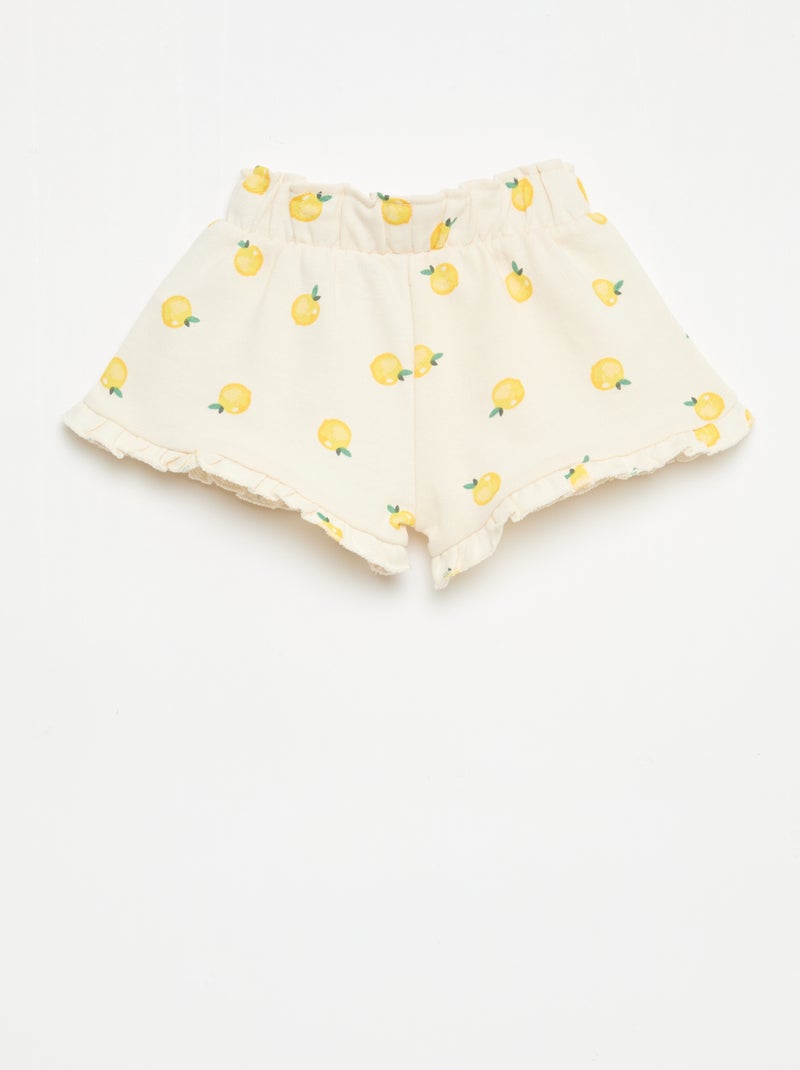 Shorts em moletom leve com folho Branco - Kiabi