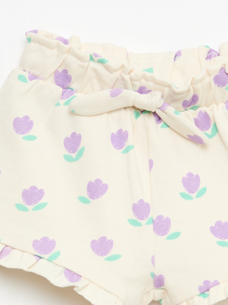 Shorts em moletom leve com folho Branco - Kiabi