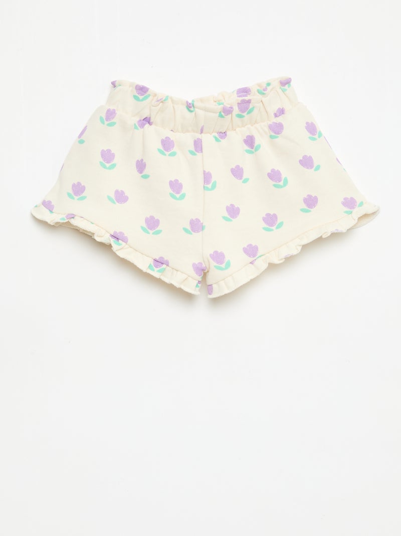 Shorts em moletom leve com folho Branco - Kiabi