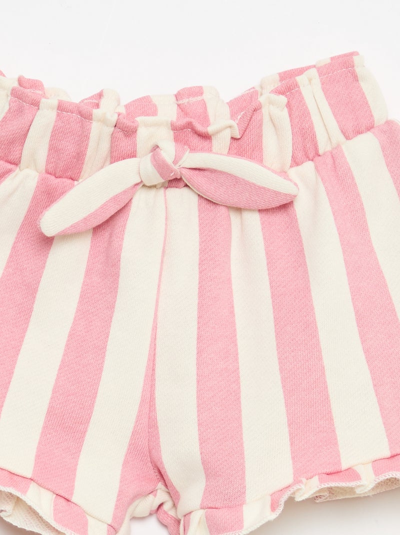 Shorts em moletom leve com folho Rosa - Kiabi
