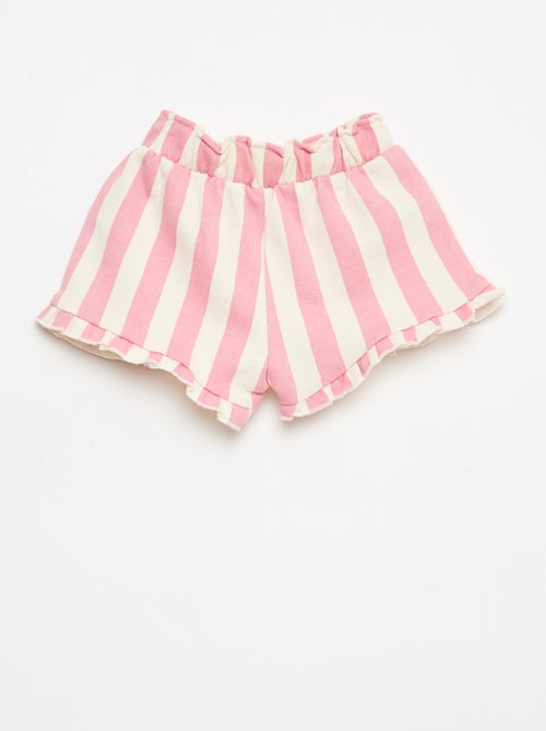 Shorts em moletom leve com folho - Kiabi