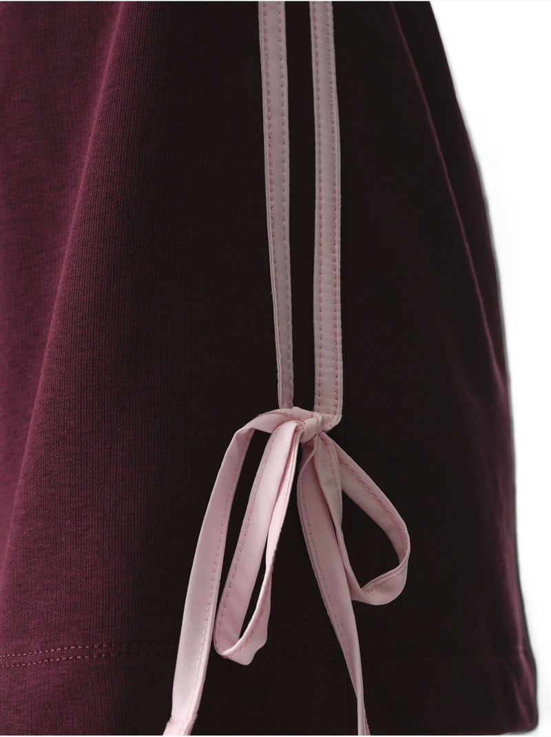 Shorts femininos com detalhe de laço e detalhe de fita penti Vermelho bordô - Kiabi