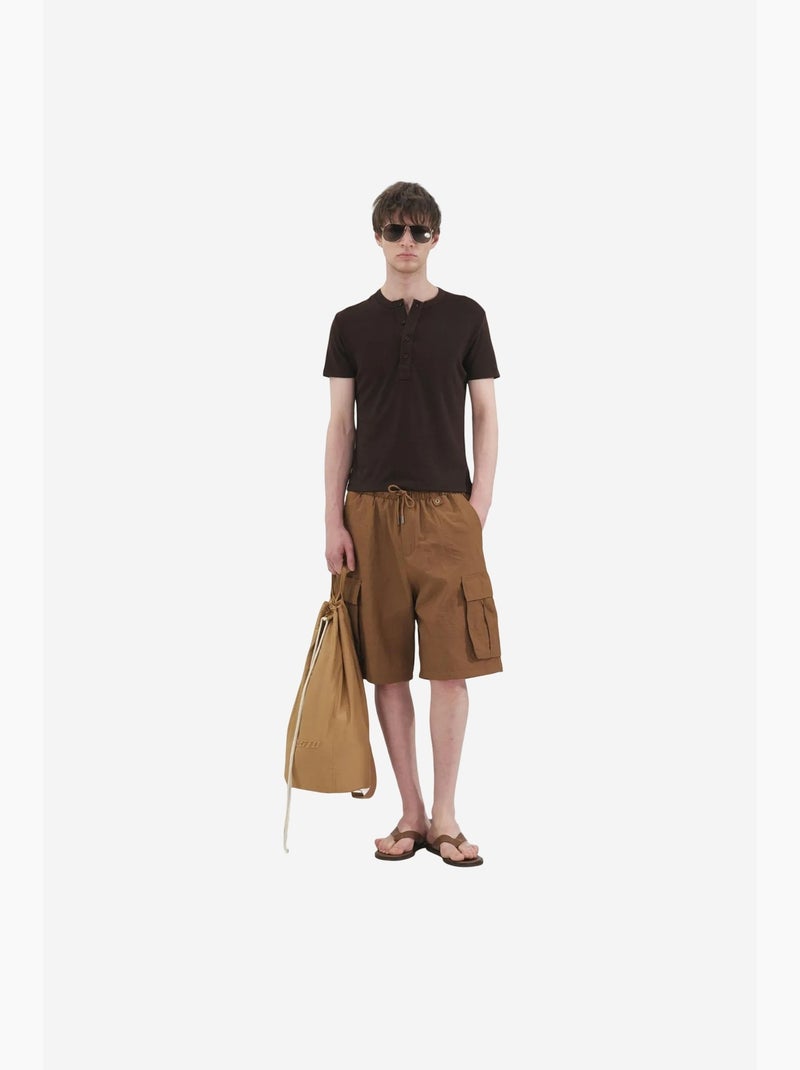 Shorts masculinos de algodão e poliamida giesto Camelo - Kiabi