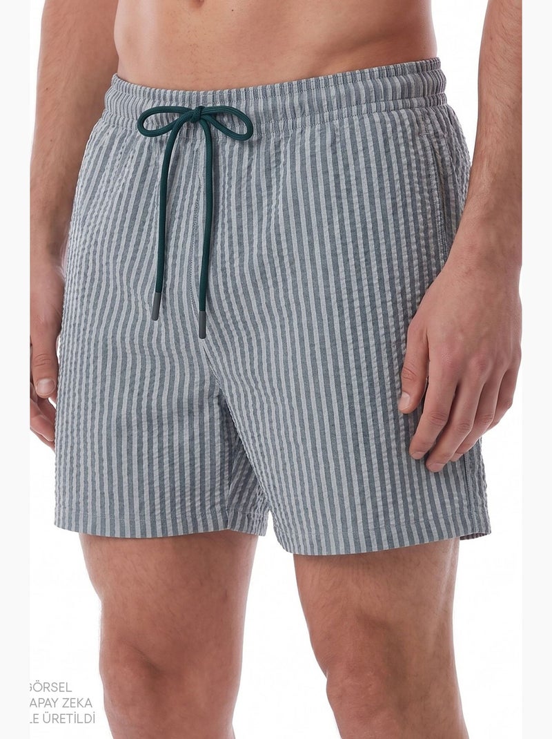 Shorts masculinos tissue às riscas penti Cinza - Kiabi