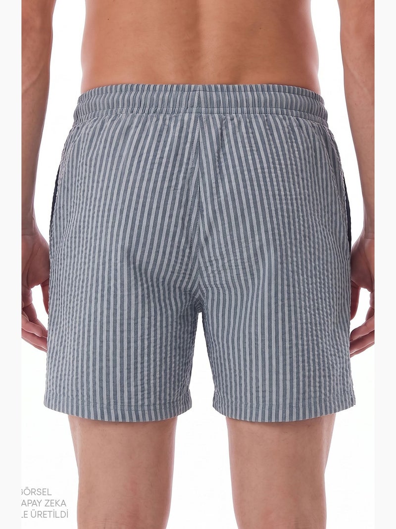 Shorts masculinos tissue às riscas penti Cinza - Kiabi