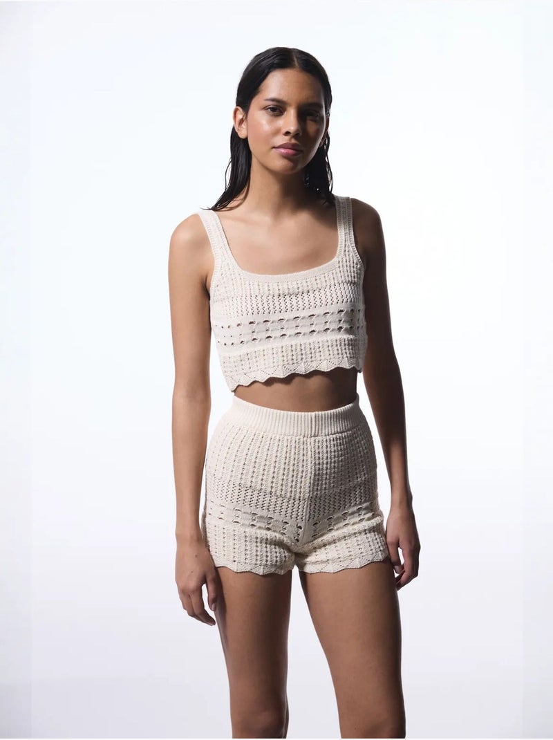 Shorts mini colette com detalhe bordado penti Areia - Kiabi