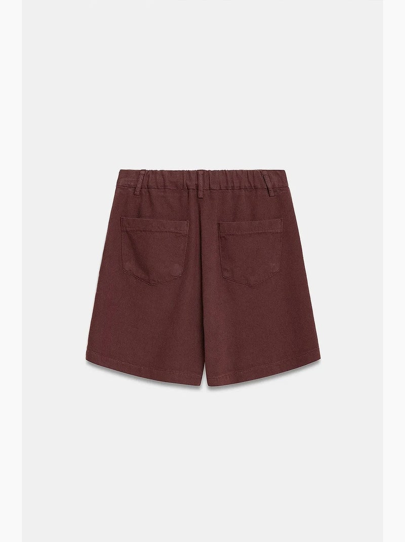 Shorts tecidos de cintura alta e perna larga dilvin Castanho - Kiabi