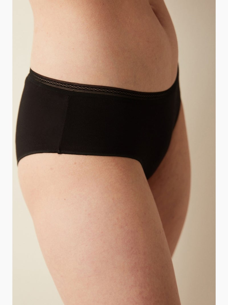 Shorty de algodão com acabamento penti Preto - Kiabi