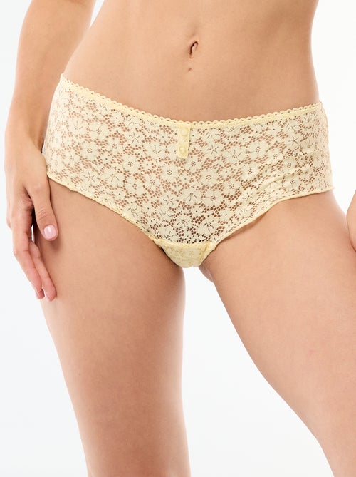 Shorty em renda florida transparente - Kiabi