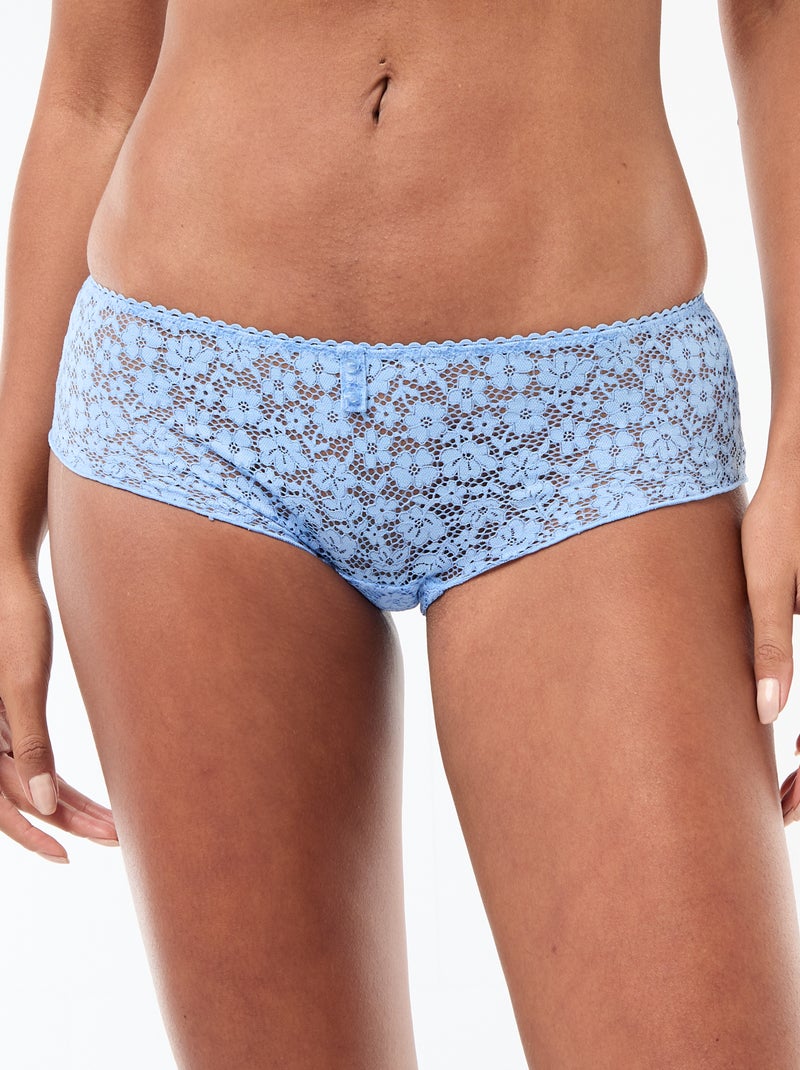 Shorty em renda florida transparente Azul - Kiabi