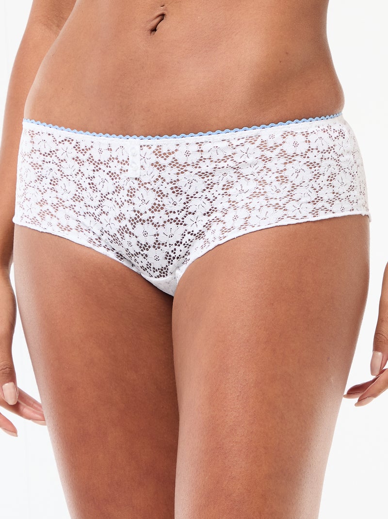 Shorty em renda florida transparente Branco - Kiabi