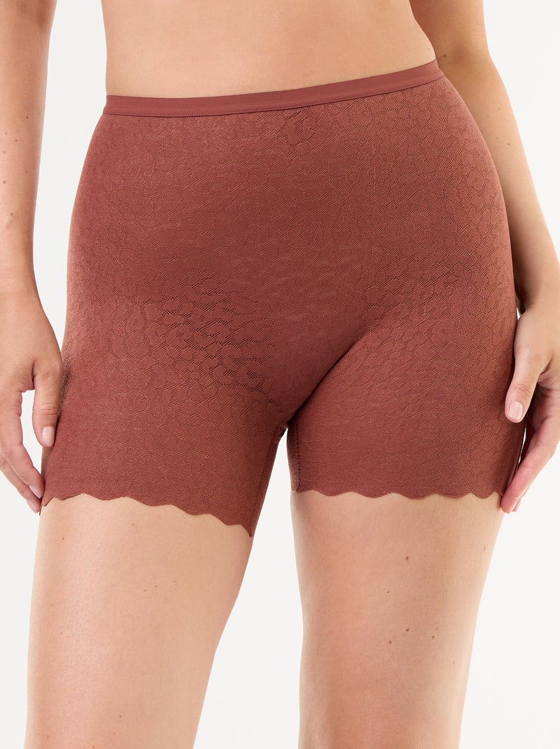 Shorty liso de renda Castanho - Kiabi