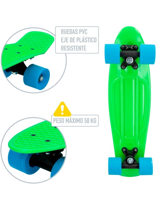 Skate com rodas de pvc 55 cm - verde - Kiabi