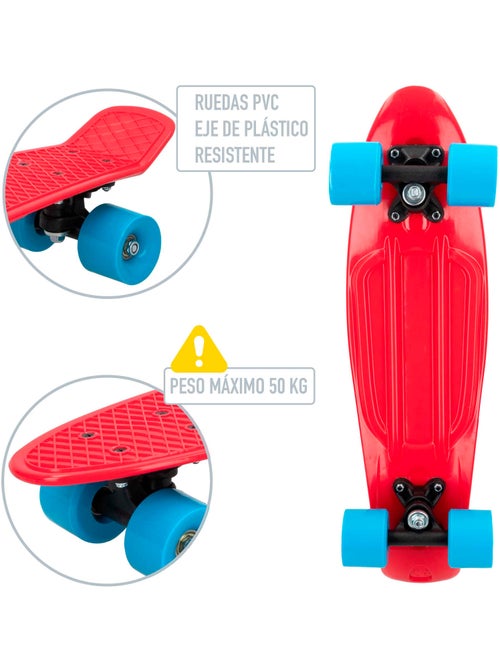 Skate com rodas de pvc 55 cm - vermelho - Kiabi