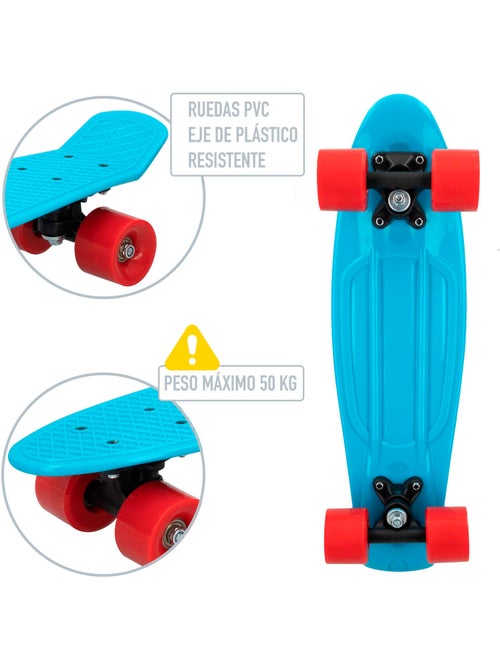 Skate com rodas em pvc 55 cm - azul - Kiabi