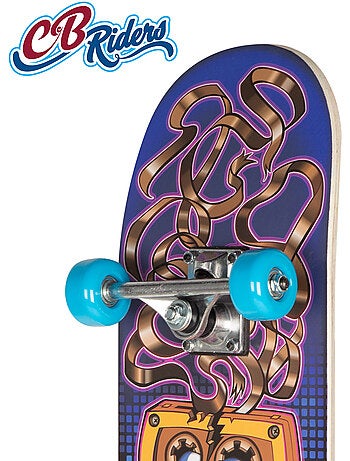 Skate de madeira retro 80's hits com eixo de alumínio 79x20 cm cb riders