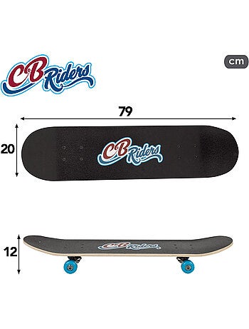 Skate de madeira retro 80's hits com eixo de alumínio 79x20 cm cb riders