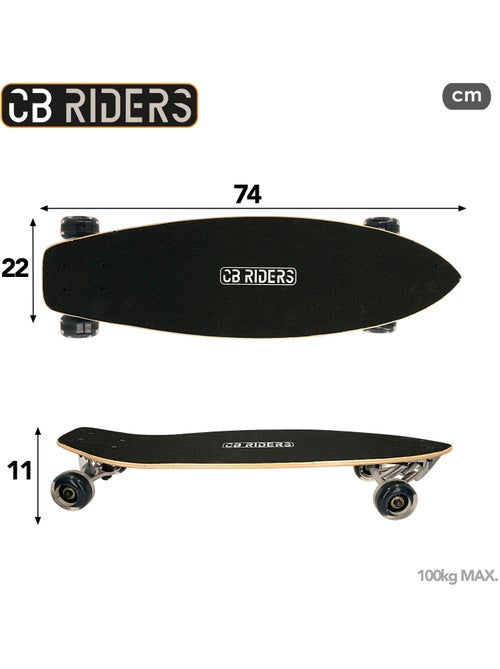 Skate infantil 4 rodas preto 74 cm cb riders - Kiabi