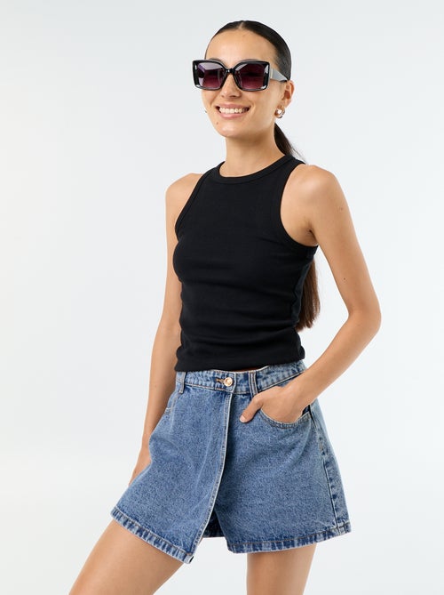 Skort de ganga de cintura alta - Kiabi Skort de ganga de cintura alta - Kiabi