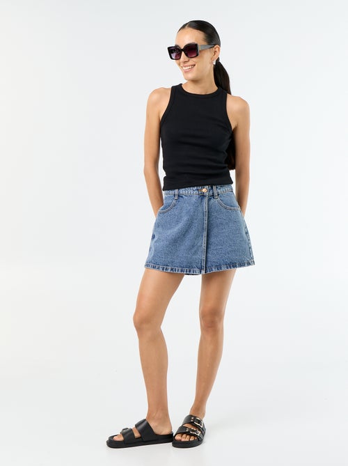 Skort de ganga de cintura alta - Kiabi Skort de ganga de cintura alta - Kiabi