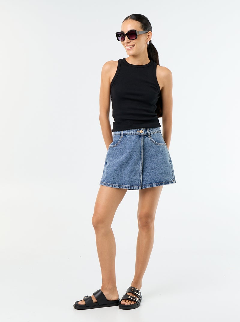 Skort de ganga de cintura alta Azul - Kiabi