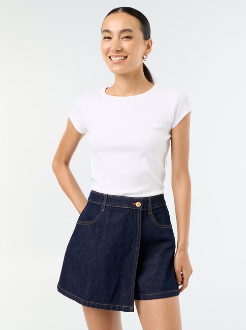 Skort de ganga de cintura alta - Kiabi Skort de ganga de cintura alta - Kiabi