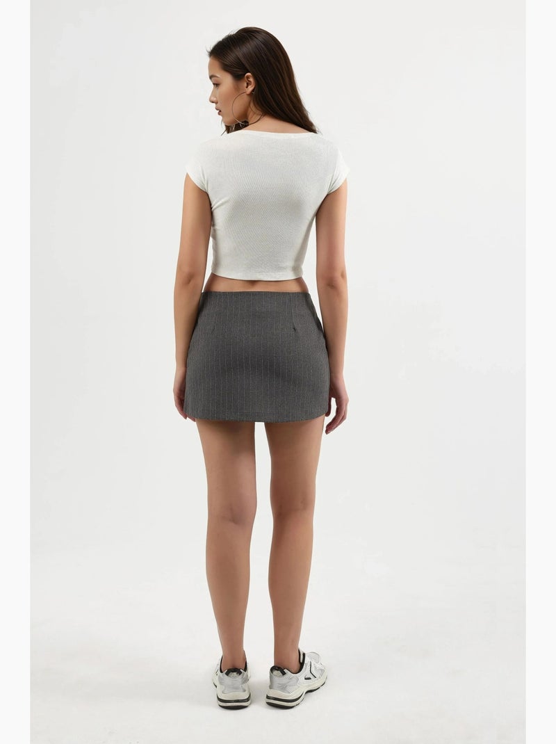 Skorts mini às riscas com detalhe de racha hiccup Cinza escuro - Kiabi