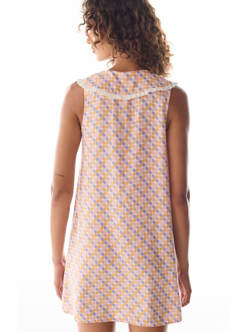 Sleep mode camisa de noite com padrão retro e folhos penti Lavanda - Kiabi